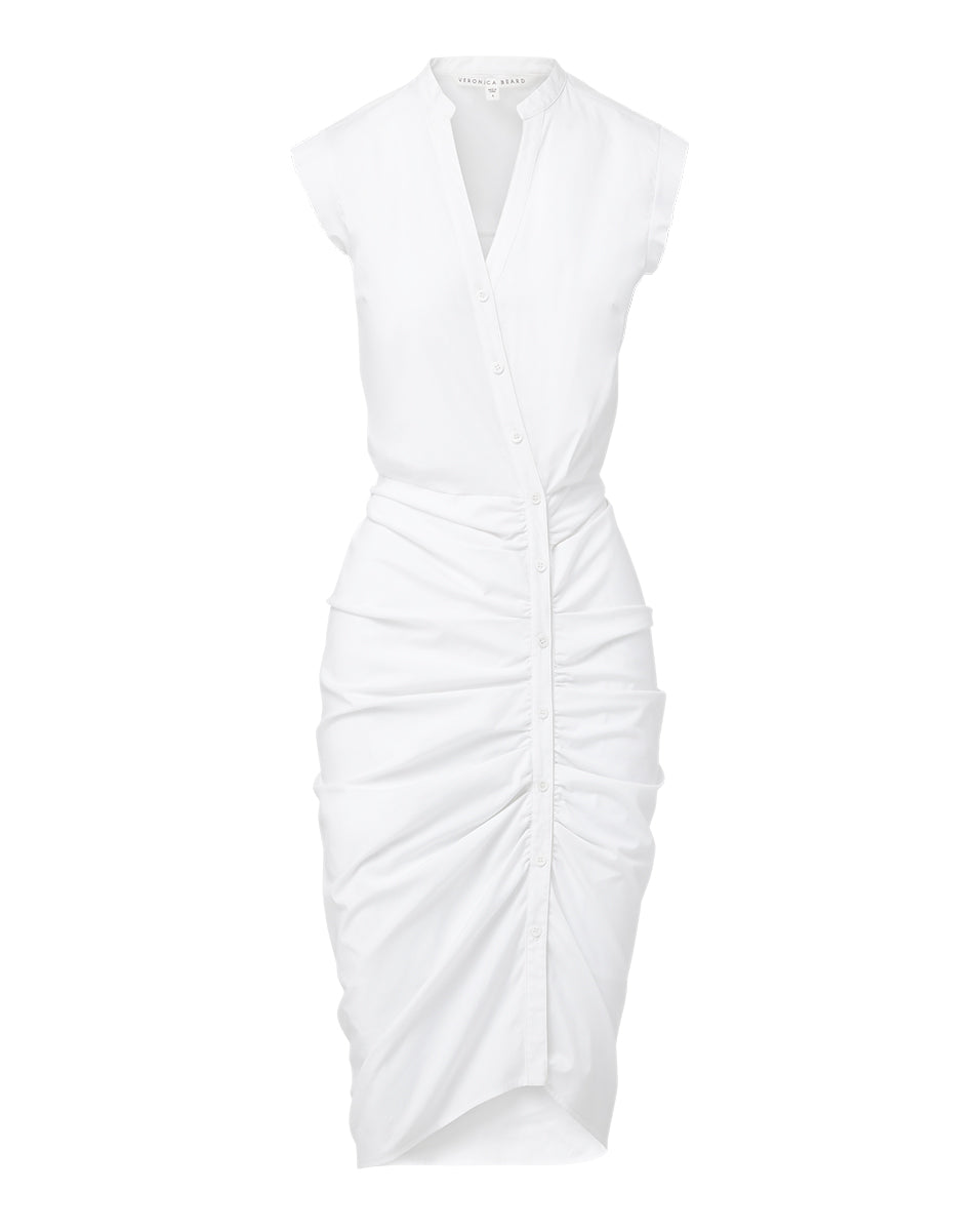 Veronica Beard Ruched Shirtdress - White