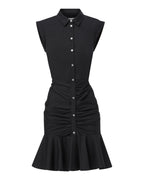 Veronica Beard Bell Button Down Ruched Shirtdress