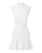 Veronica Beard Bell Button Down Ruched Shirtdress