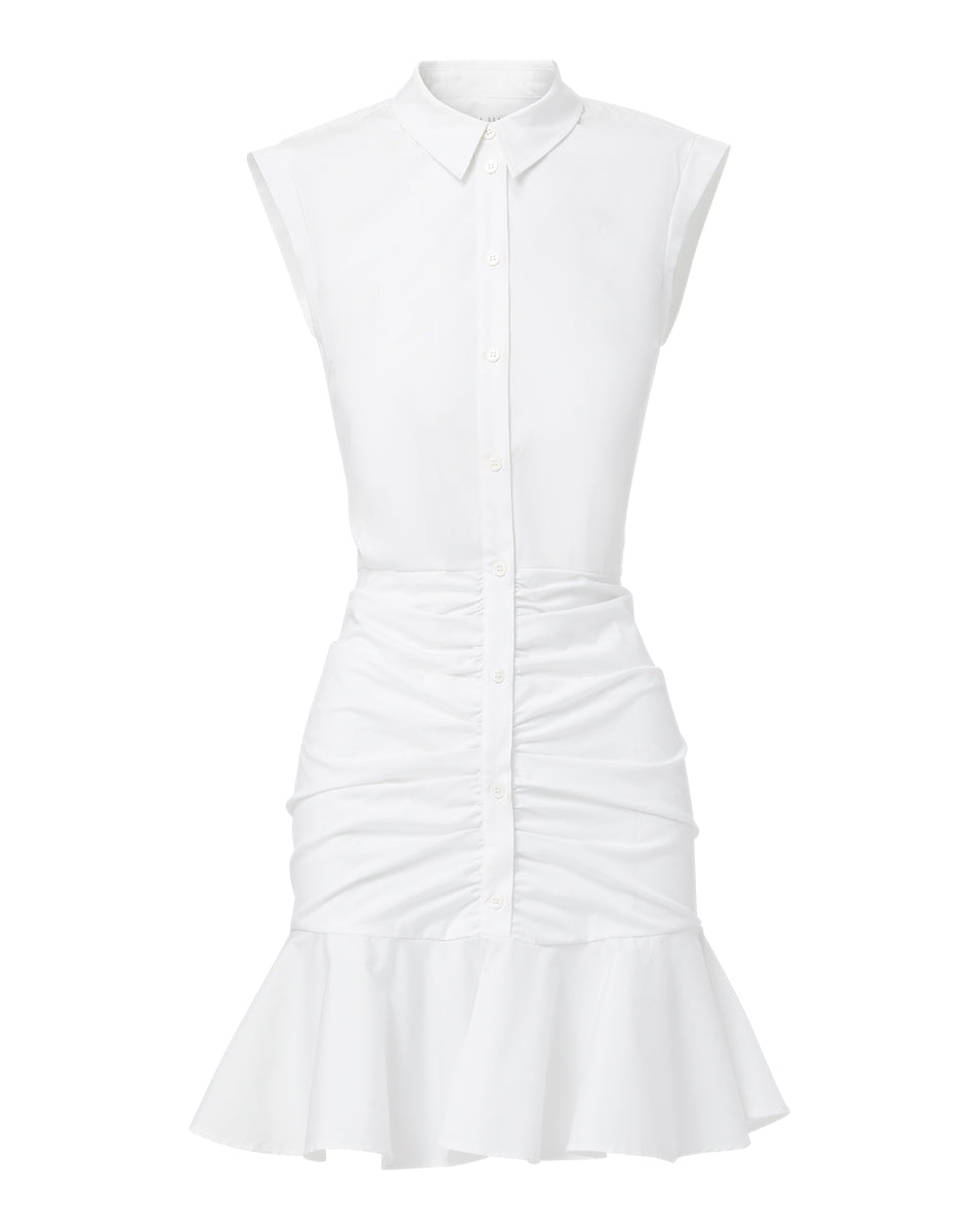 Veronica Beard Bell Button Down Ruched Shirtdress