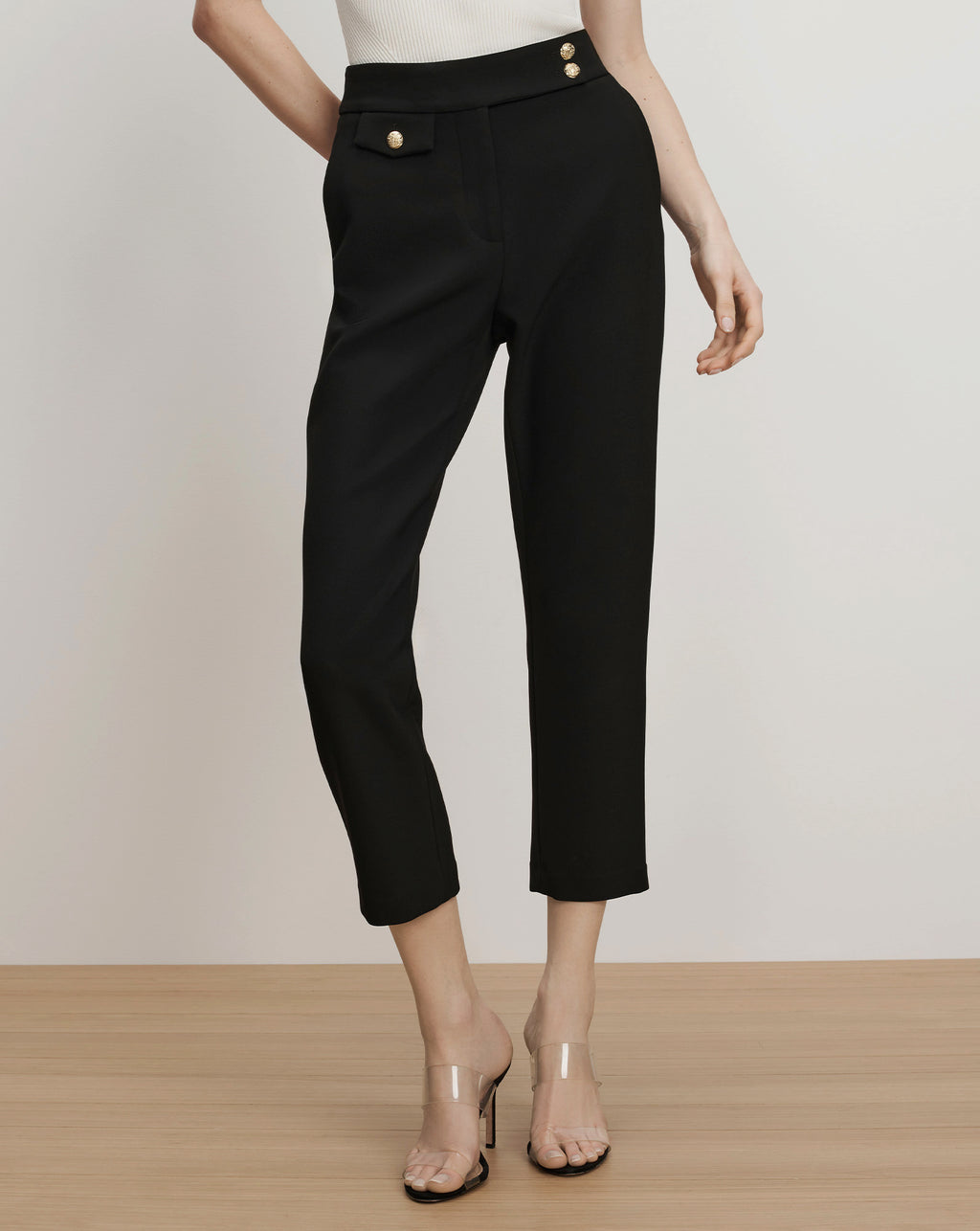 Veronica Beard Renzo Crest Button Pant - Black/Gold