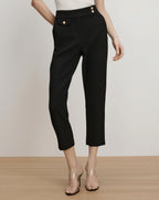 Veronica Beard Renzo Crest Button Pant - Black/Gold