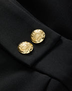 Veronica Beard Renzo Crest Button Pant - Black/Gold