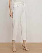 Veronica Beard Renzo Crest Button Pant - Off-White/Gold