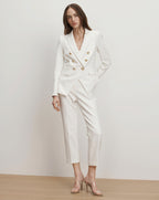 Veronica Beard Renzo Crest Button Pant - Off-White/Gold