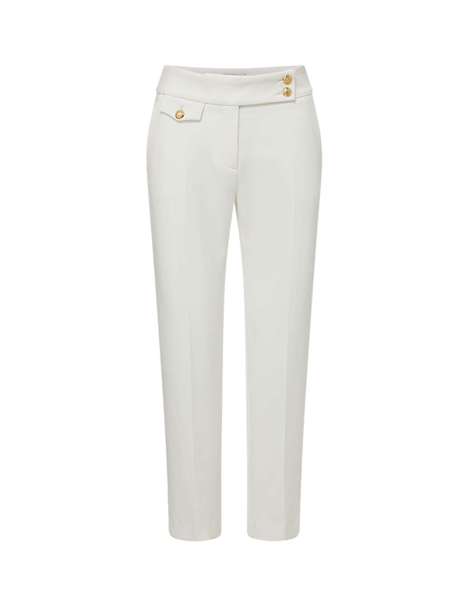 Veronica Beard Renzo Crest Button Pant - Off-White/Gold
