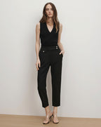 Veronica Beard Renzo Crest Button Pant - Black/Silver