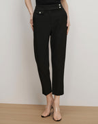 Veronica Beard Renzo Crest Button Pant - Black/Silver