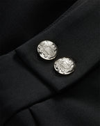 Veronica Beard Renzo Crest Button Pant - Black/Silver