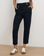 Veronica Beard Renzo Crest Button Pant - Navy/Gold