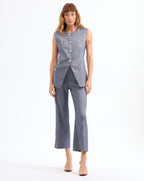 Veronica Beard Tamara Linen Vest - Blue Melange