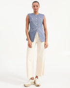 Veronica Beard Tamara Linen Vest - Blue Melange