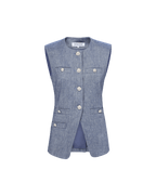 Veronica Beard Tamara Linen Vest - Blue Melange