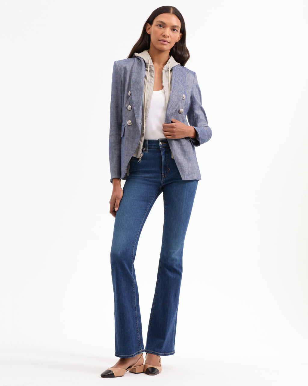 Veronica Beard Miller Linen Dickey Jacket - Blue Melange