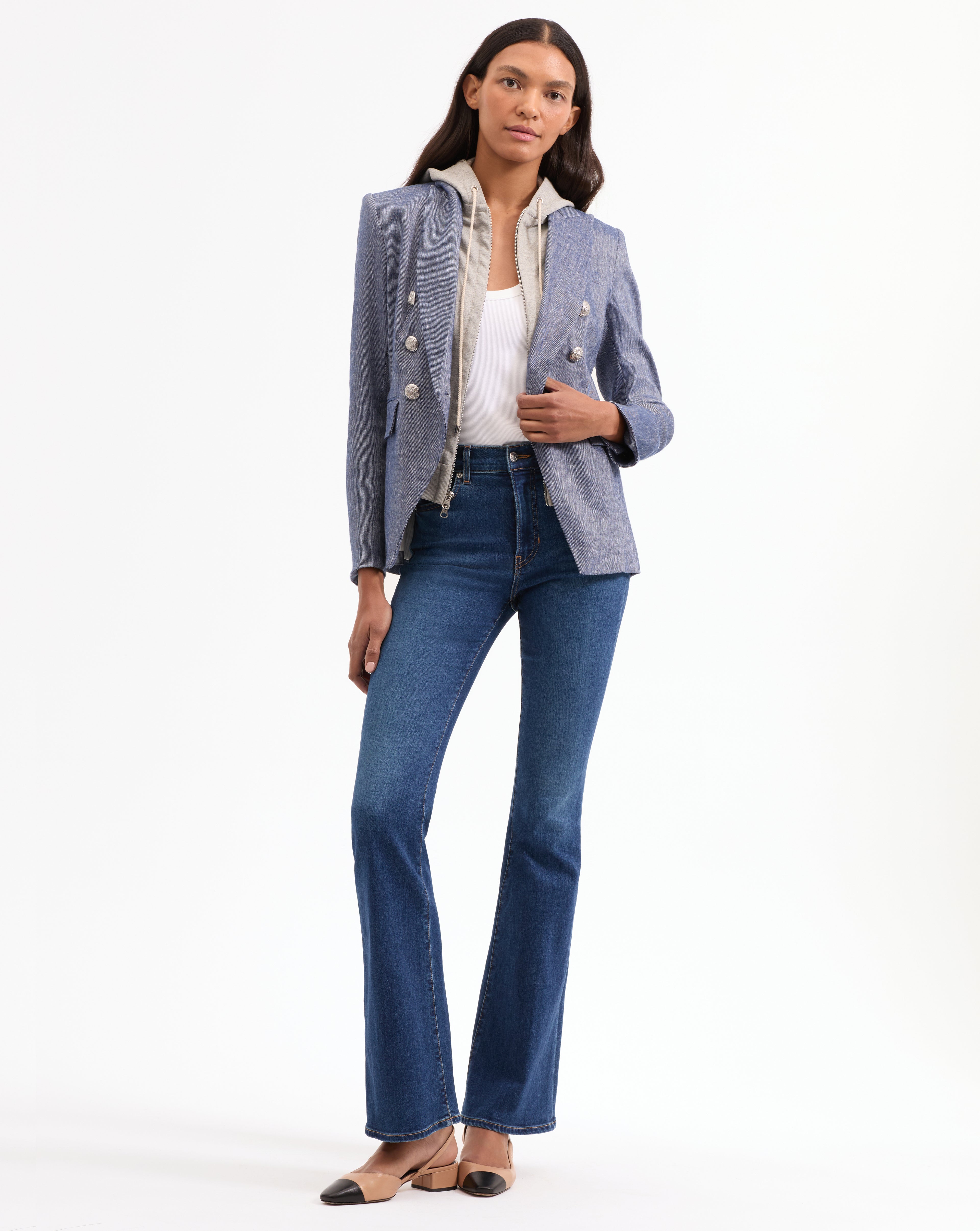 Veronica Beard Miller Linen Dickey Jacket - Blue Melange