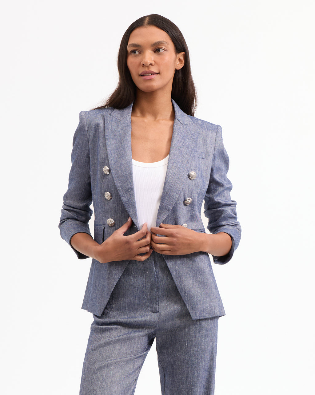 Veronica Beard Miller Linen Dickey Jacket - Blue Melange
