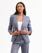 Veronica Beard Miller Linen Dickey Jacket - Blue Melange