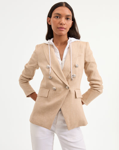 Veronica Beard Miller Linen Dickey Jacket - Khaki Melange