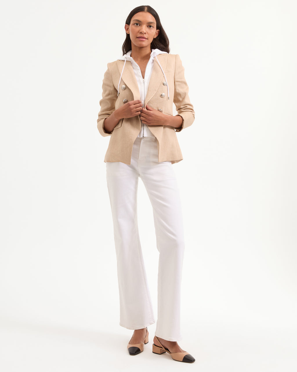 Veronica Beard Miller Linen Dickey Jacket - Khaki Melange