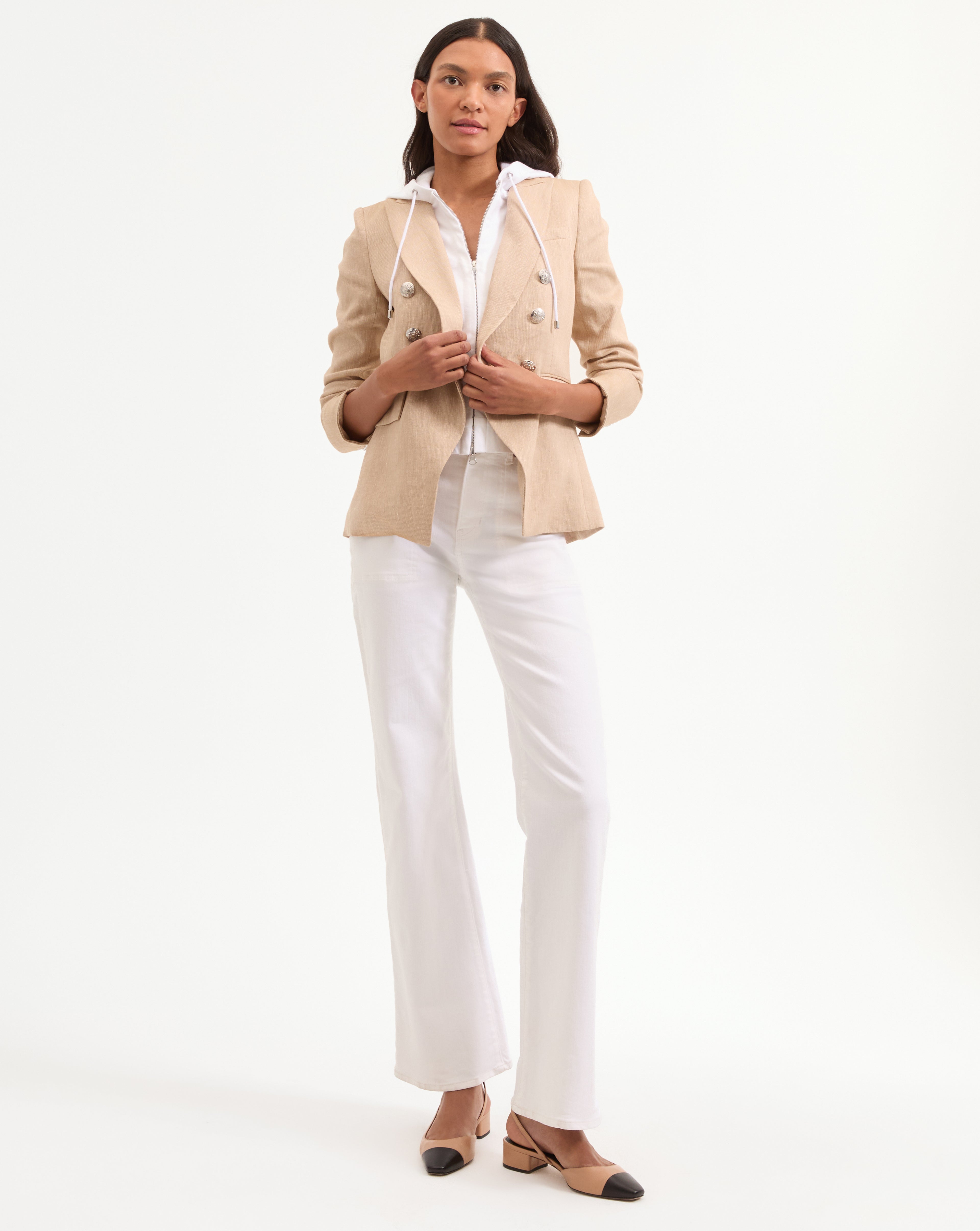 Veronica Beard Miller Linen Dickey Jacket - Khaki Melange