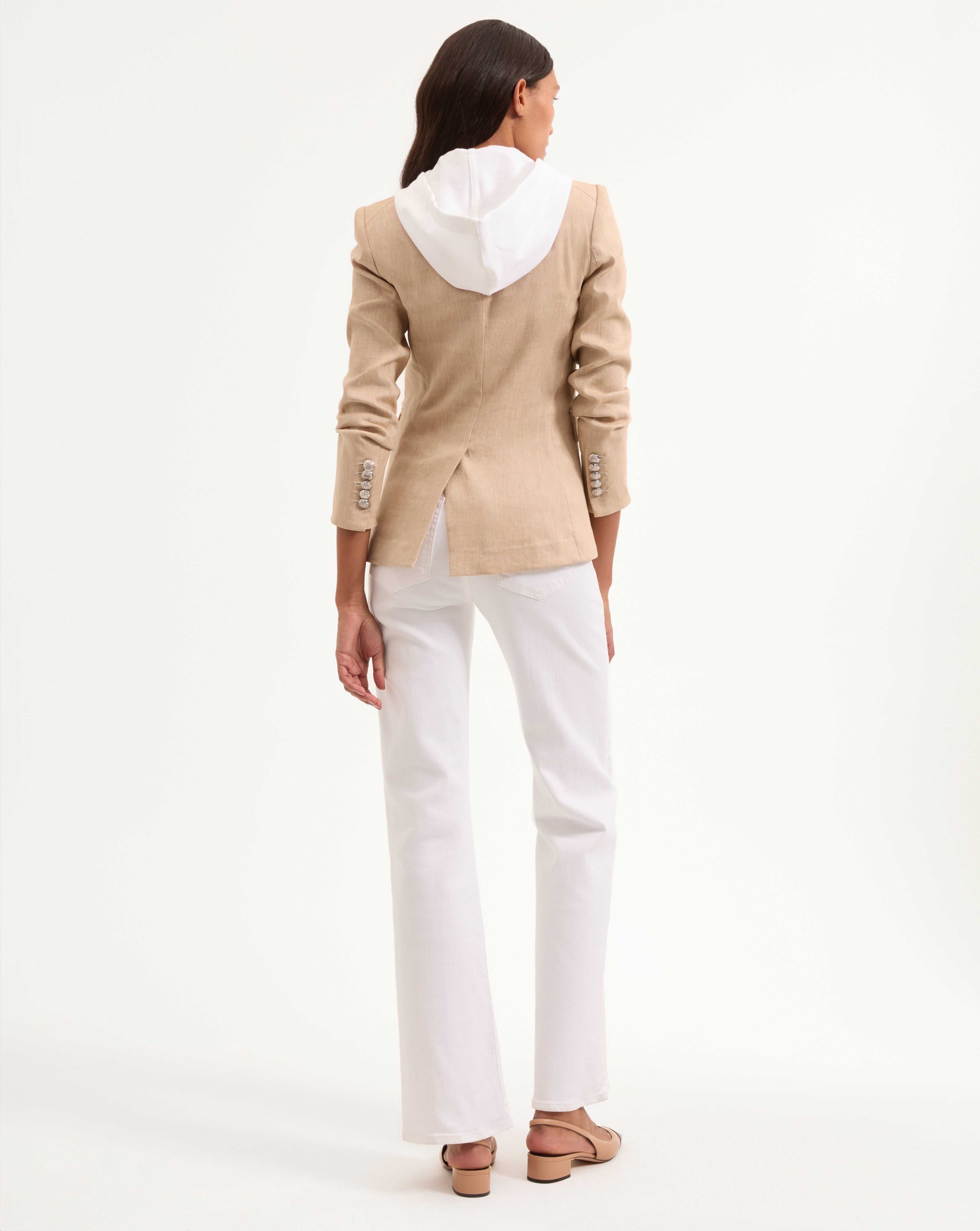 Veronica Beard Miller Linen Dickey Jacket - Khaki Melange