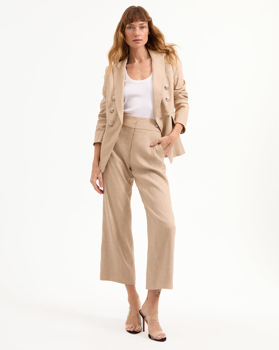 Veronica Beard Miller Linen Dickey Jacket - Khaki Melange