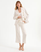 Veronica Beard Aubrie Cropped Wide-Leg Pant - Off-White