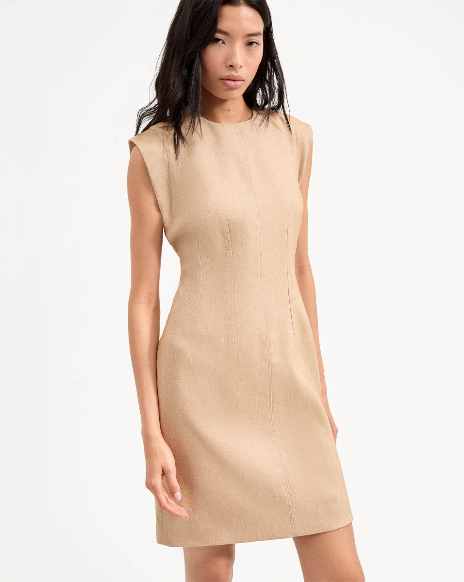 Veronica Beard Rosedale Linen Mini Dress - Khaki Melange