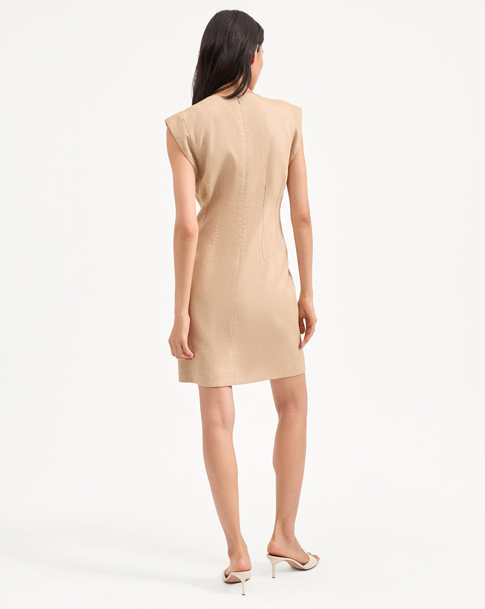 Veronica Beard Rosedale Linen Mini Dress - Khaki Melange