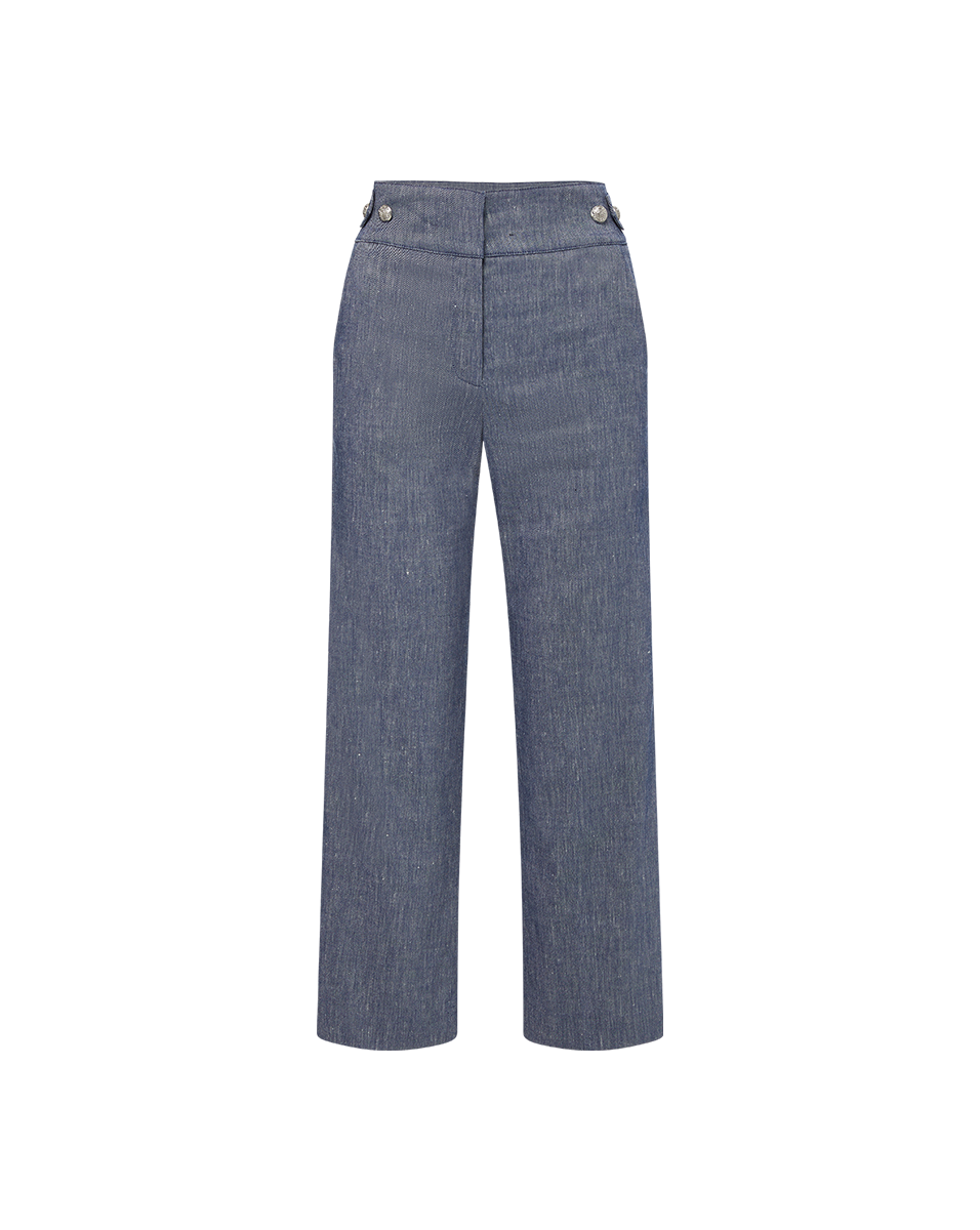 Veronica Beard Aubrie Cropped Wide-Leg Pant - Blue Melange