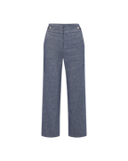 Veronica Beard Aubrie Cropped Wide-Leg Pant - Blue Melange