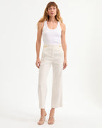 Veronica Beard Aubrie Cropped Wide-Leg Pant - Off-White