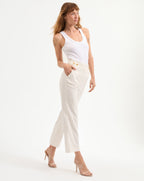 Veronica Beard Aubrie Cropped Wide-Leg Pant - Off-White