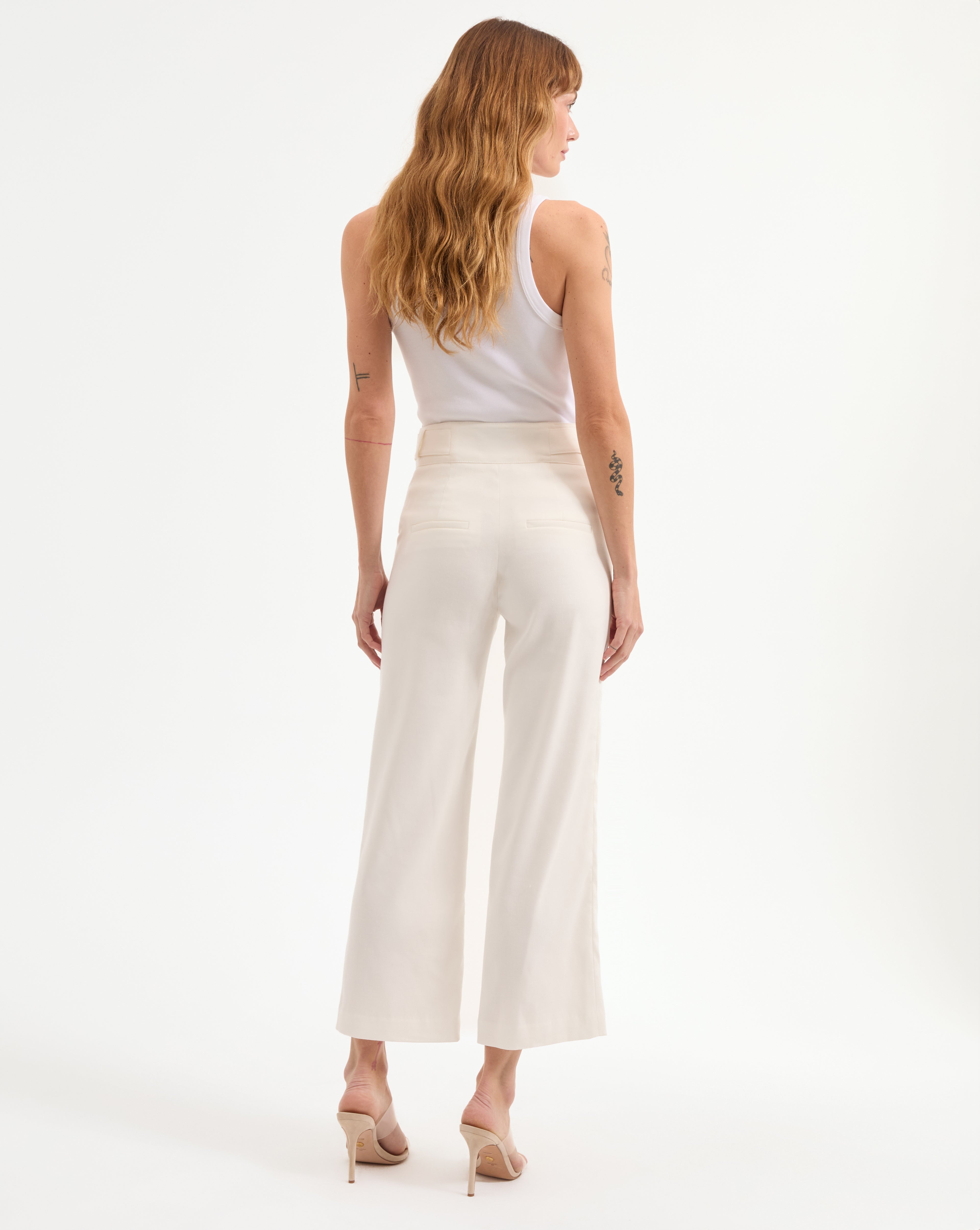 Veronica Beard Aubrie Cropped Wide-Leg Pant - Off-White