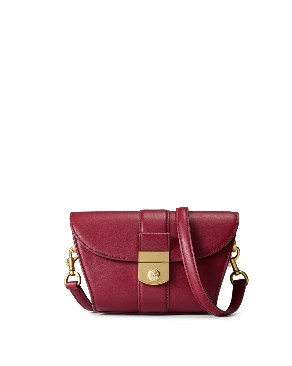 Veronica Beard Small Crest Lock Trap Bag Oxblood