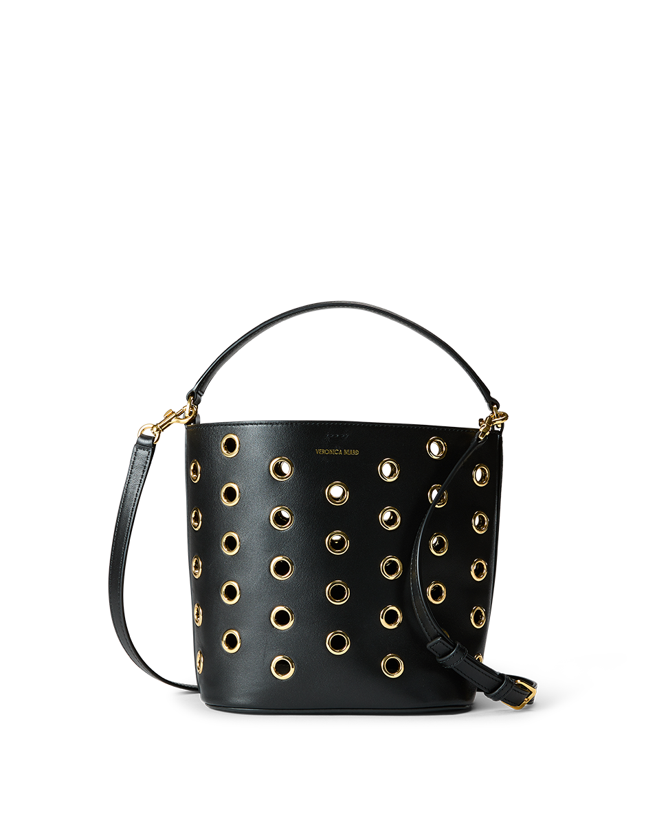 Veronica Beard Grommet Feedbag Black/Gold