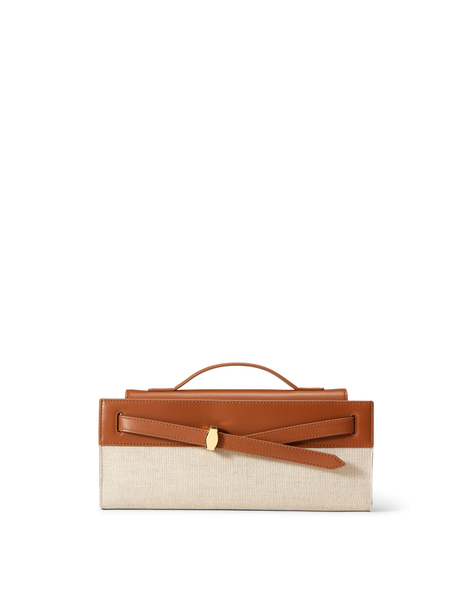 Veronica Beard Veronica Beard Canvas Dash Clutch Natural Linen/Hazelwood