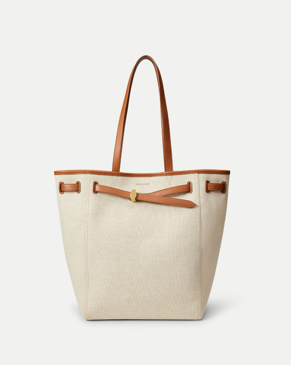 Veronica Beard Canvas Dash Tote - Natural Linen/Hazel