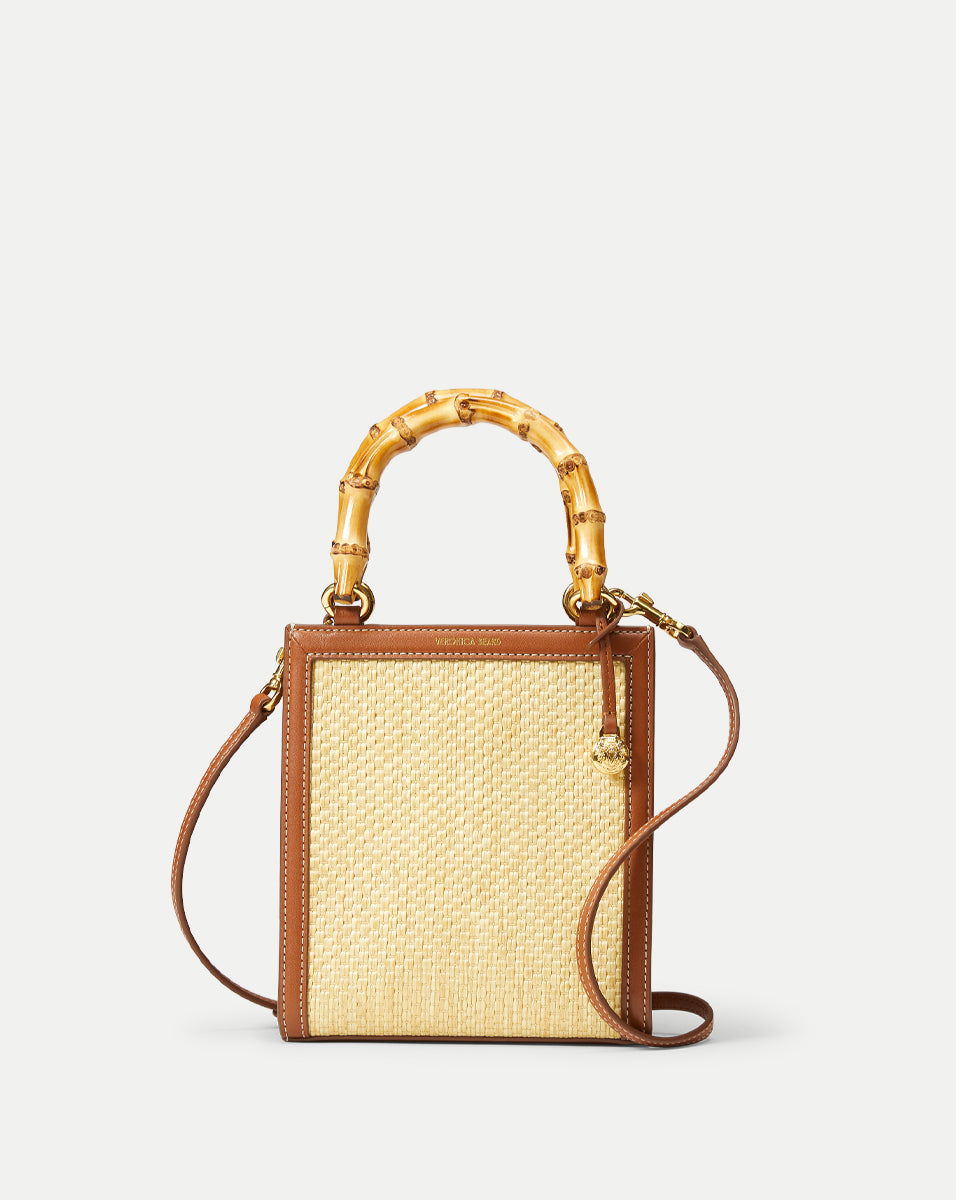 Veronica Beard Raffia Bamboo-Handle Shopper Bag - Beige/Hazelwood