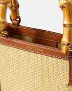 Veronica Beard Raffia Bamboo-Handle Shopper Bag