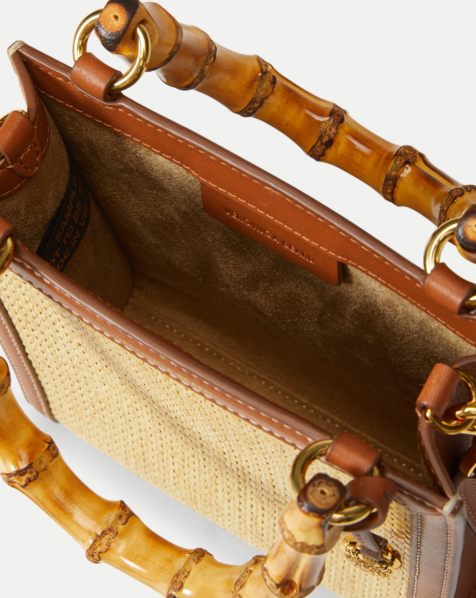 Veronica Beard Raffia Bamboo-Handle Shopper Bag