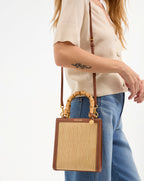 Veronica Beard Raffia Bamboo-Handle Shopper Bag
