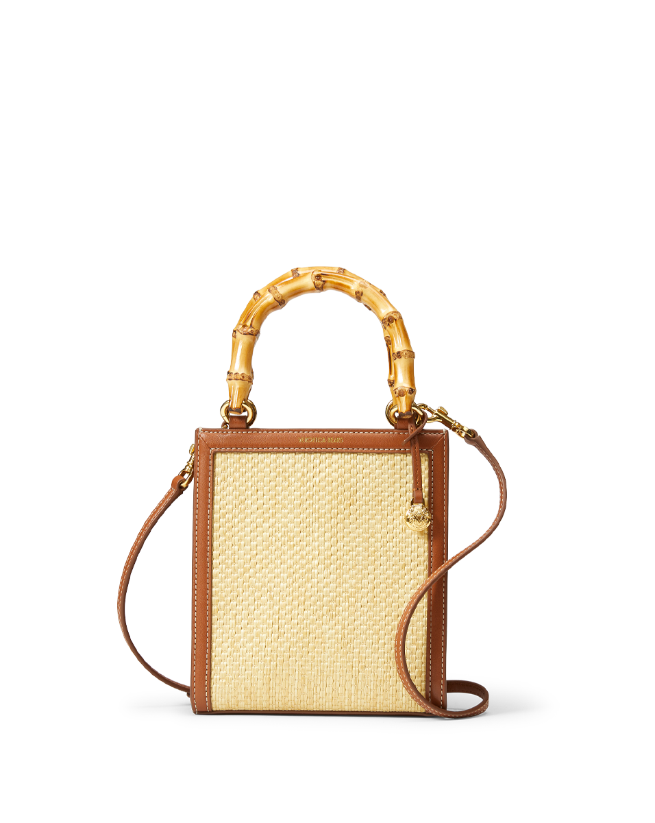 Veronica Beard Raffia Bamboo-Handle Shopper Bag Beige/Hazelwood