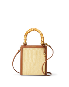 Veronica Beard Raffia Bamboo-Handle Shopper Bag Beige/Hazelwood