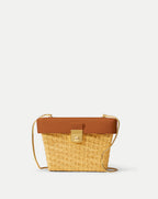 Veronica Beard Lock Box Trap Bag - Natural Wicker/Hazelwood