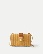 Veronica Beard Lock Box Clutch - Natural Wicker/Hazelwood