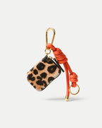 Veronica Beard Leopard Zip Pouch Bag Charm - Dark Acorn Multi