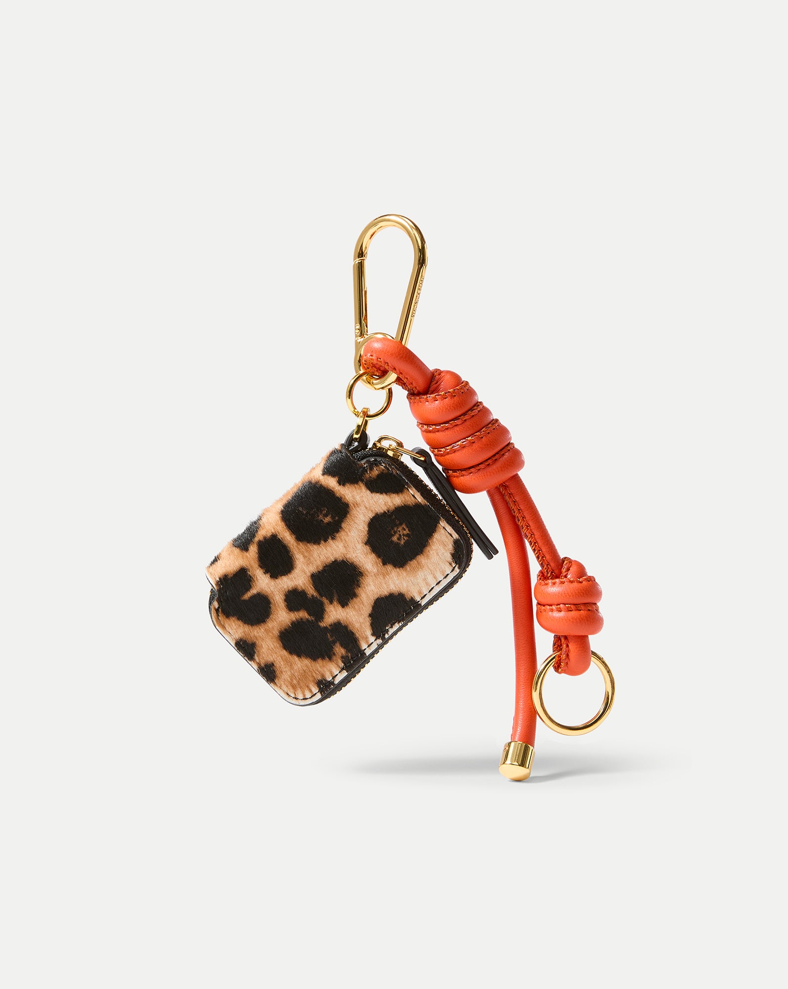Veronica Beard Leopard Zip Pouch Bag Charm - Dark Acorn Multi
