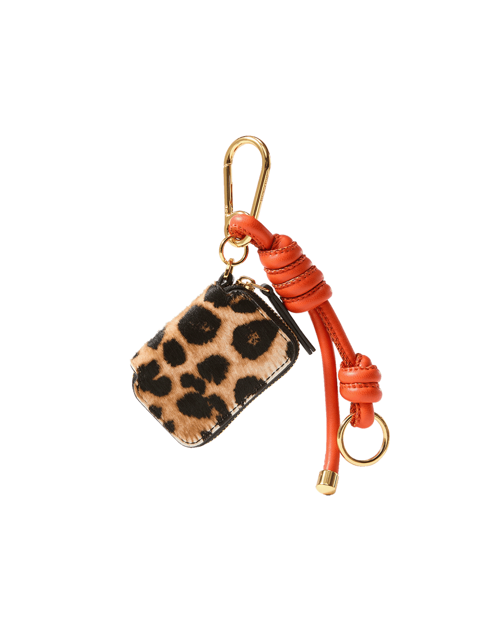 Veronica Beard Leopard Zip Pouch Bag Charm Dark Acorn Multi