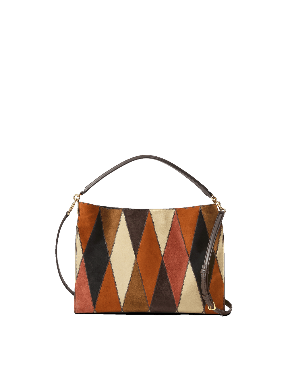 Veronica Beard Vida Patchwork Shoulder Bag Espresso Multi